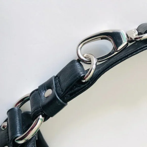 VINTAGE NYC Perlina Black Leather Shoulder Bag EUC - Picture 3 of 9